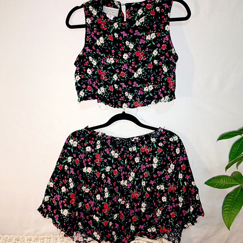 Upcycled DIY floral 2 piece dress